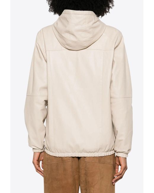 P.A.R.O.S.H. Natural Mitra Reversible Leather Zip-Up Jacket