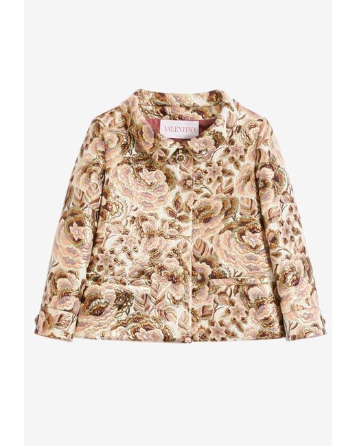 Valentino Après L'Hiver Matelassé Floral Jacket in Natural