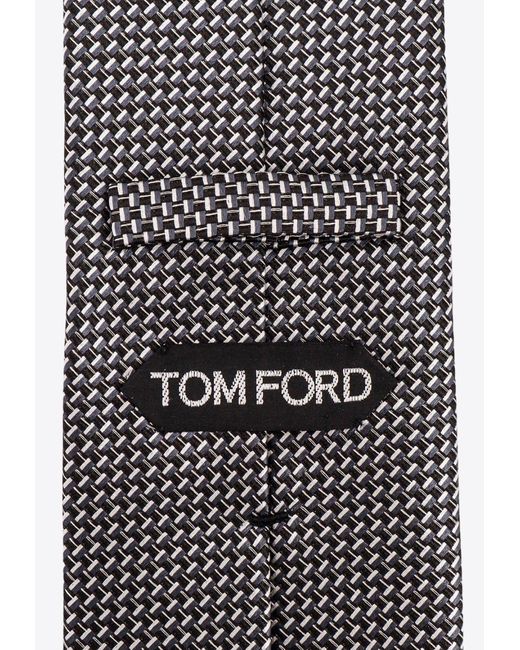Tom Ford Gray Micro Pattern Silk Tie for men