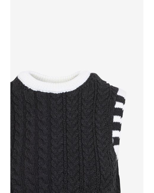Thom Browne Black Aran Cable Knit Top