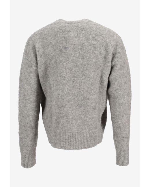 AMI Gray Alpaca Wool Sweater for men