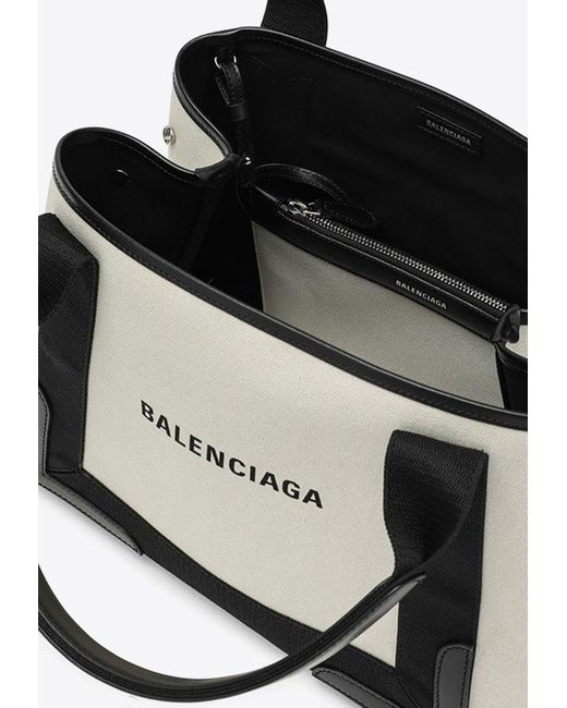 Balenciaga Black Small Cabas Canvas Tote Bag