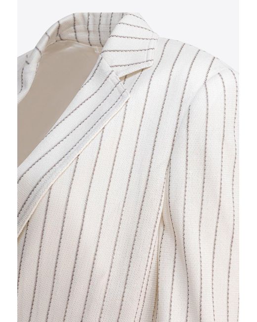 Max Mara White Jadi Single-Breasted Striped Blazer