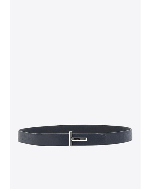 Tom Ford T Icon Reversible Leather Belt in White for Men | Lyst