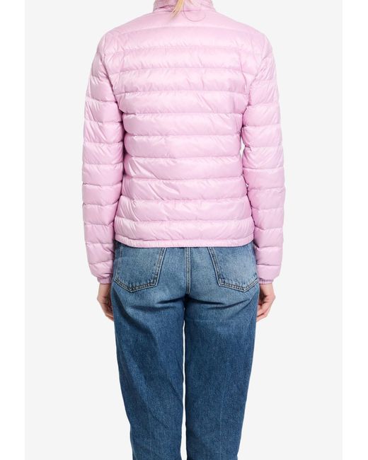 Moncler Pink Lans Logo Patch Down Jacket