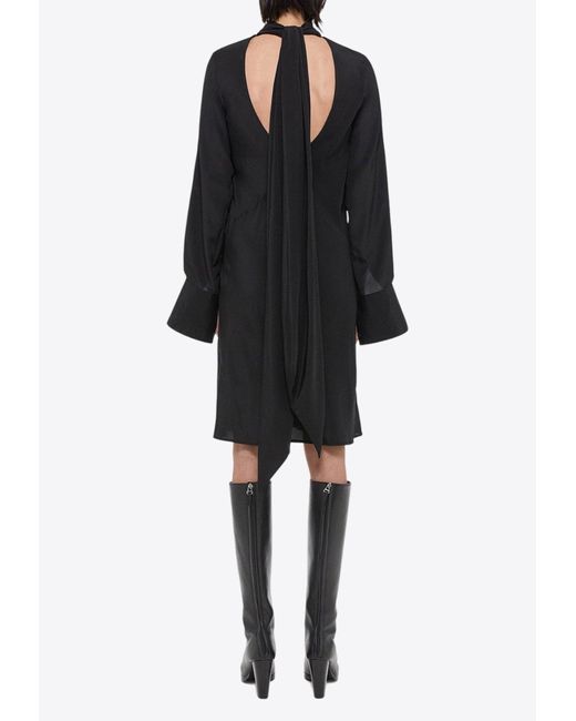 Helmut Lang Black Reversible Scarf Silk Knee-Length Dress