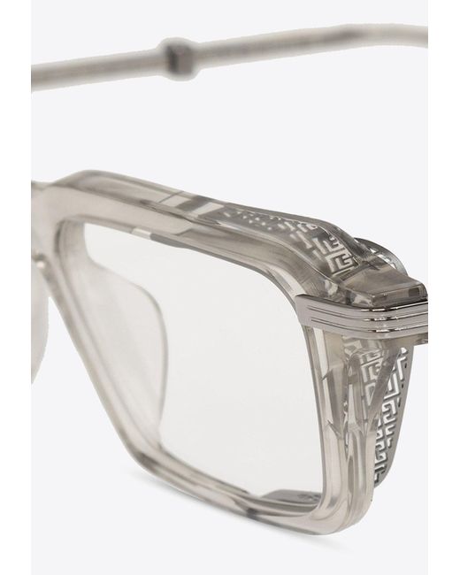 Balmain White Optical Perforated Logo Glasses