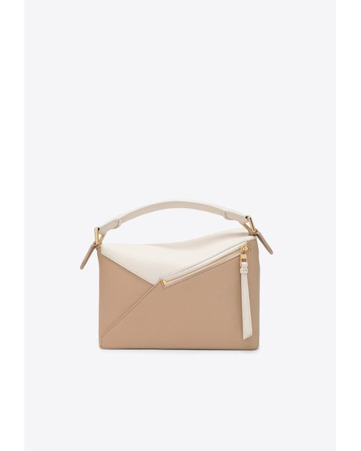 Loewe White Small Puzzle Top Handle Bag