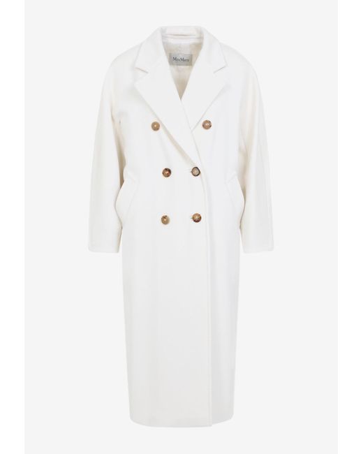 Max Mara White Madame Double-Breasted Wool Coat
