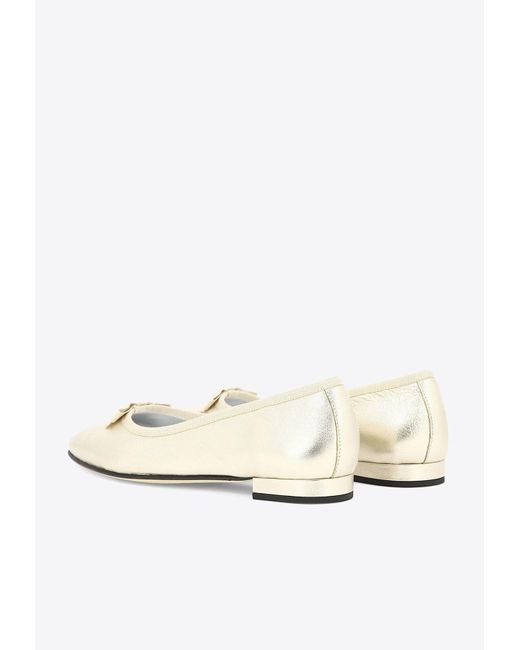 CAREL PARIS Natural Bella Metallic Leather Ballet Flats