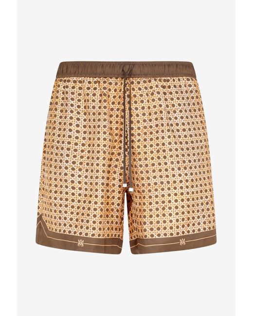 Amiri All-over Print Silk Shorts in Brown for Men | Lyst Canada