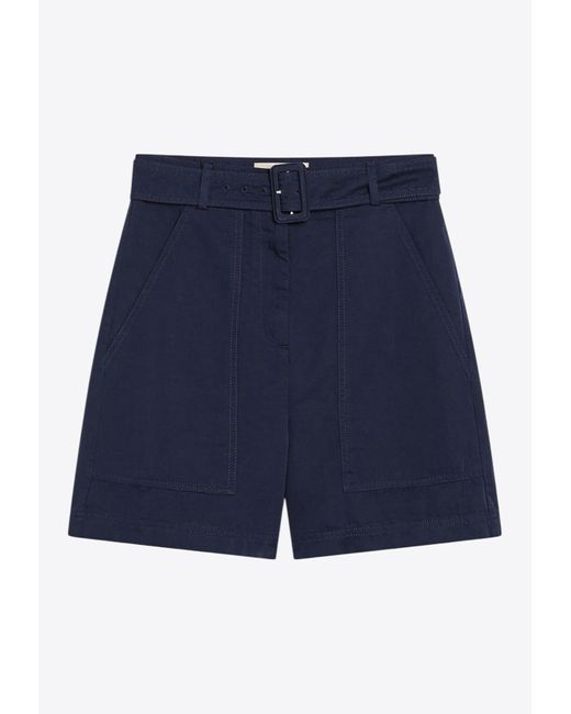 Weekend by Maxmara Blue Cirino High-Waist Mini Shorts