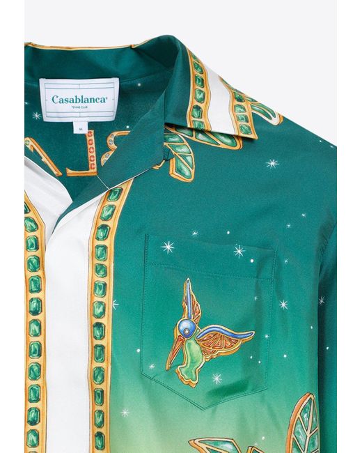 Casablancabrand Green Joyaux D`Afrique Print Long-Sleeved Shirt for men