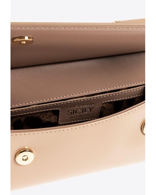 Dolce & Gabbana White Small Sicily Leather Shoulder Bag