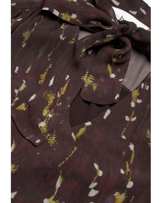 Ba&sh Brown Kamala Printed V-Neck Blouse