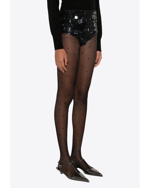 P.A.R.O.S.H. Black Glow Sequined Mini Shorts