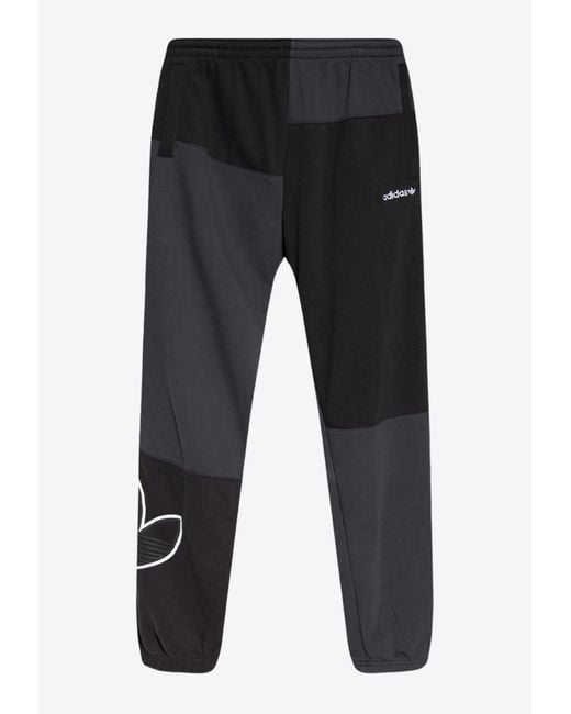 Adidas Originals Black Colorblocked Logo Track Pants for men