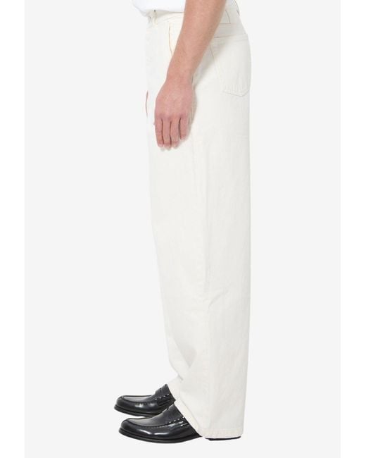 AMI White Logo Patch Balloon Jeans for men
