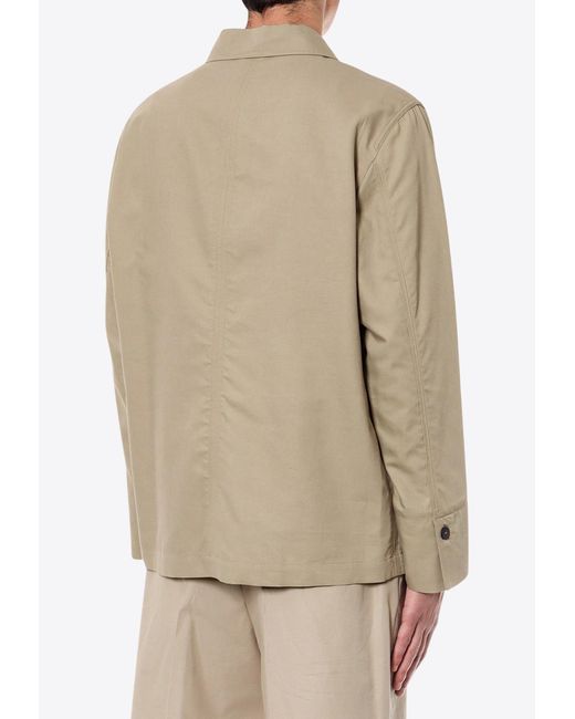 Ferragamo Natural Logo Patch Button-Up Jacket for men