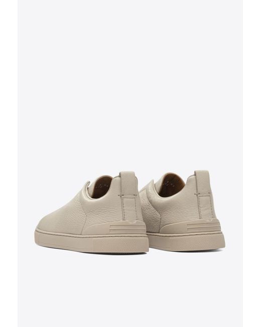 Zegna White Triple Stitch Low-Top Sneakers for men