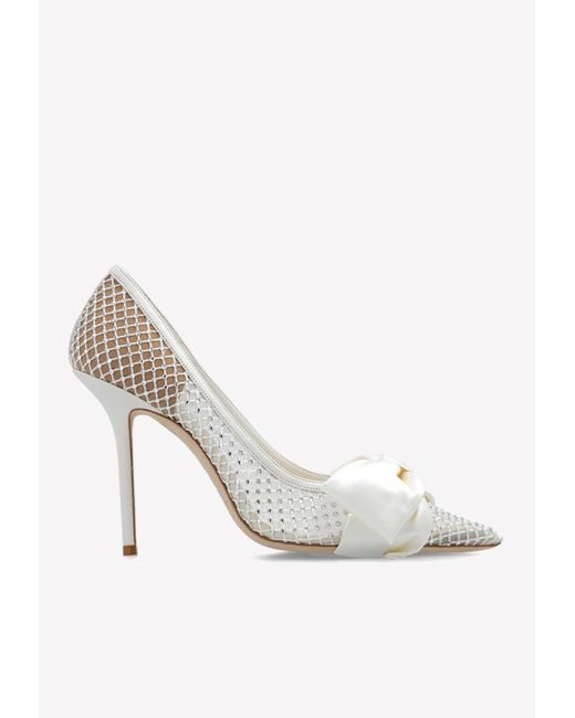 【Jimmy Choo】ラブ 100クリスタル-embellishedパンプス Love 100 crystal-embellished pumps in white - Jimmy Choo
