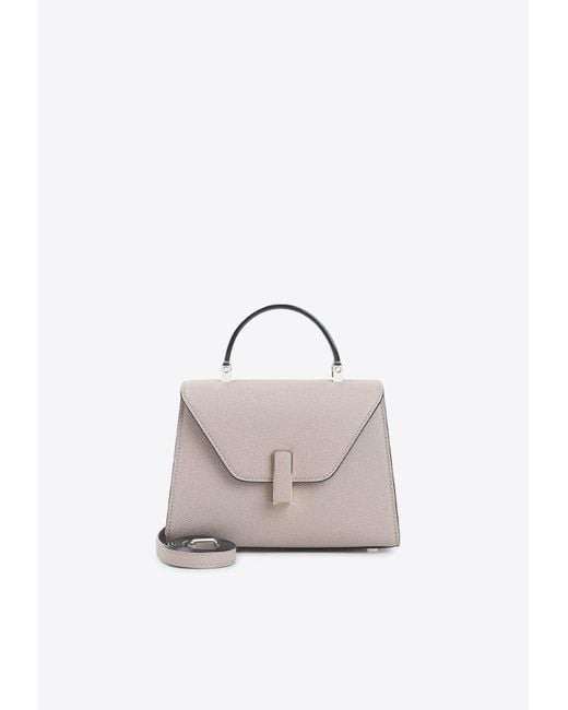 Valextra White Micro Iside Leather Top Handle Bag