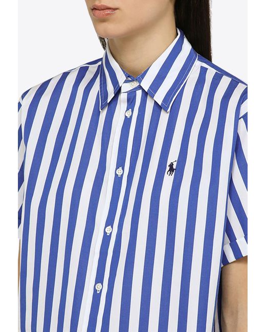 Polo Ralph Lauren Blue Logo Embroidered Striped Shirt