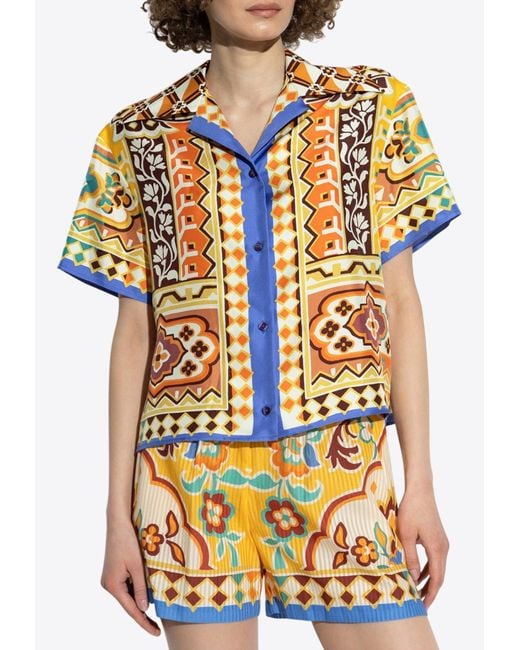 Etro Multicolor Printed Silk Short-Sleeved Shirt