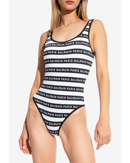 Monochrome Jersey Stripe Scoop Neck Thong Bodysuit