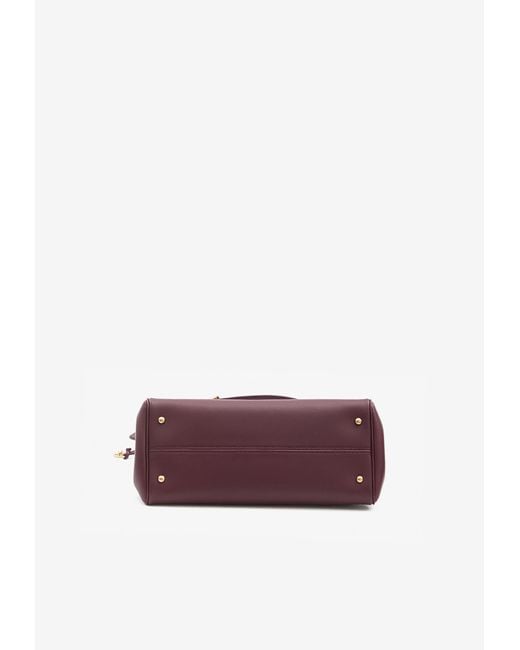 Dolce & Gabbana Purple My Sicily Calf Leather Top Handle Bag