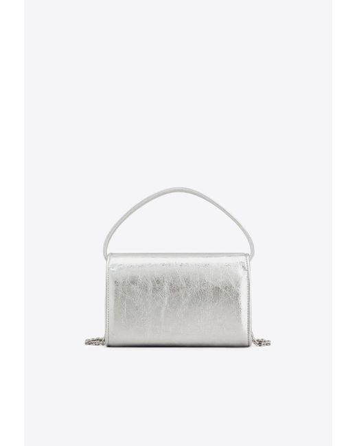 Roger Vivier White Micro Pilgrim Metallic Leather Crossbody Bag