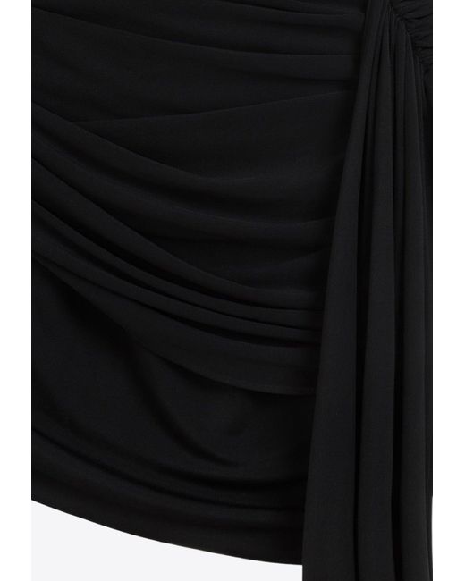 Mugler Black Draped Sleeveless Mini Dress