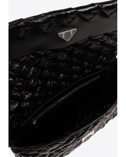 Bottega Veneta Black Rumple Intrecciato Leather Messenger Bag for men