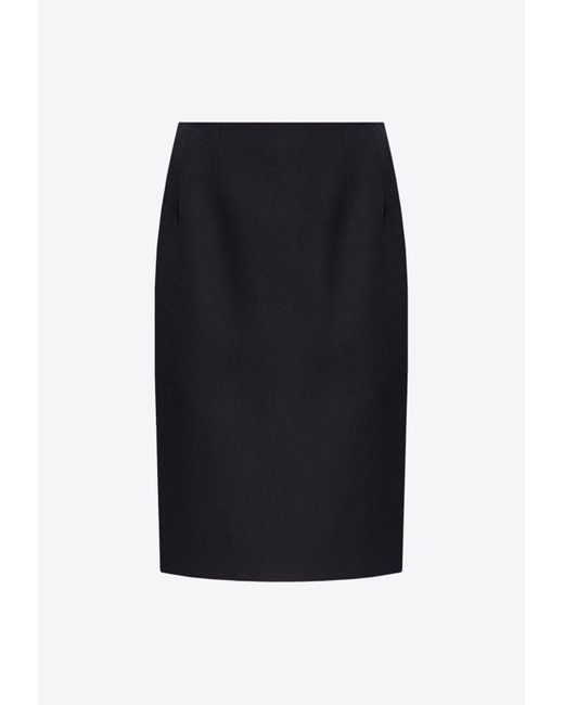 Versace Black Grain De Poudre Midi Pencil Skirt