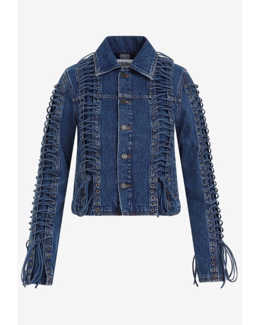 Jean Paul Gaultier Blue Laced-Up Denim Jacket