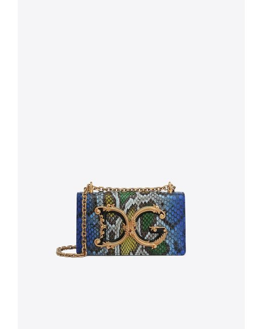 Dolce & Gabbana White Dg Girls Python Print Crossbody Bag