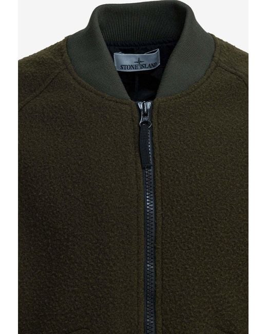 Stone Island Black Logo Patch Zip-Up Bomber Jacket for men