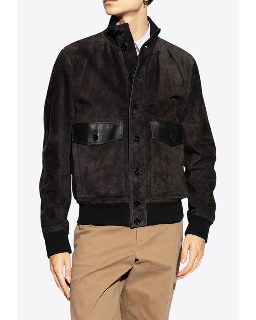 Dolce & Gabbana Black Suede Bomber Jacket for men