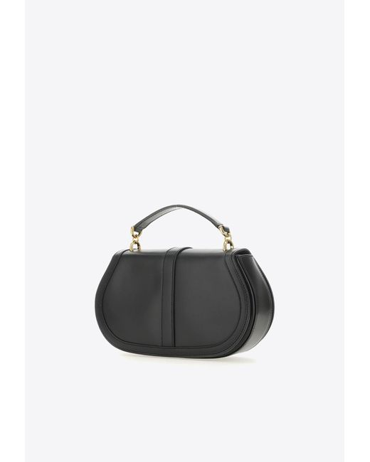 Versace Black Greca Goddess Leather Top Handle Bag