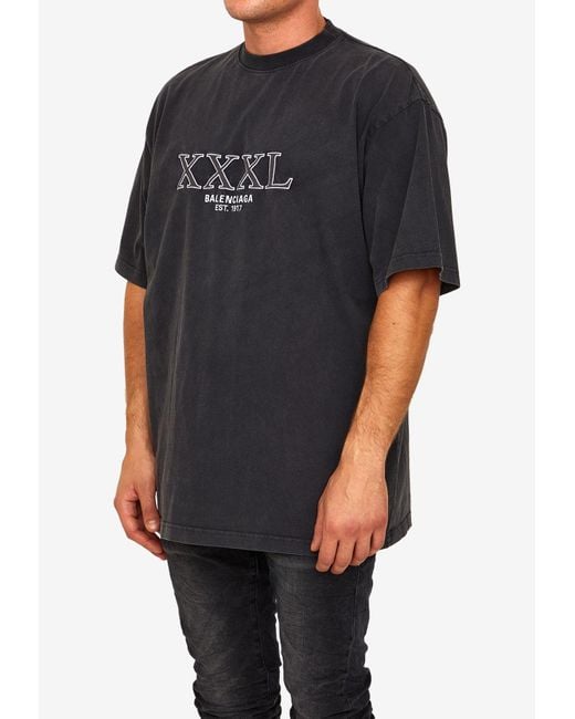 【BALENCIAGA】Oversized Short Sleeve T Shirt Washed Black Balenciaga Ai Metal Oversized T-Shirt, Short Sleeves, 100