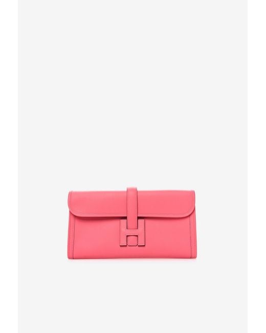 Hermès Pink Jige Elan 29 Clutch In Rose Azalee Swift Leather