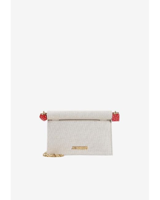 Jacquemus White Small Rond Carré Canvas Clutch