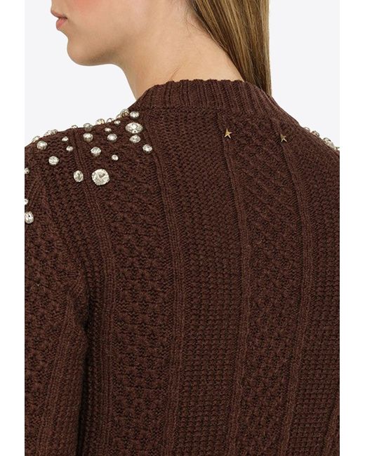 Golden Goose Deluxe Brand Brown Rhinestone-embellished Wool Sweater