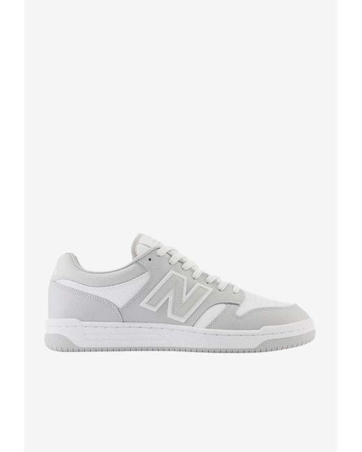 New Balance White 480 Low-Top Sneakers