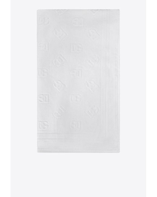 Dolce & Gabbana White Dg Logo Jacquard Beach Towel for men