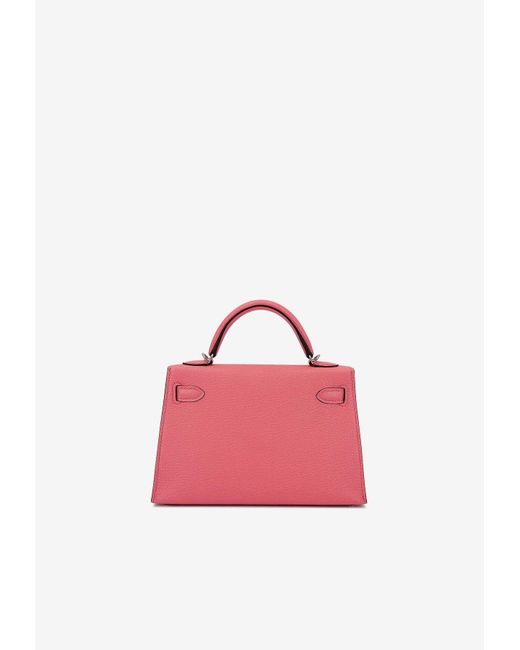 Hermès Pink Mini Kelly Ii 20 Verso In Rose D'ete And Rouge Venitien Chevre With Palladium Hardware