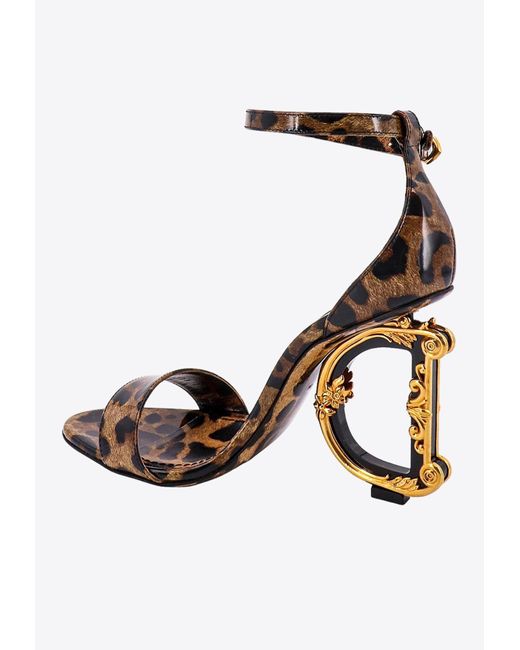 Dolce & Gabbana White Keira 105 Leopard Print Sandals
