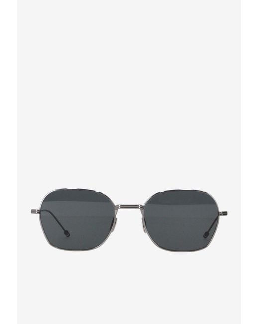 Thom Browne Gray Rectangular Sunglasses for men