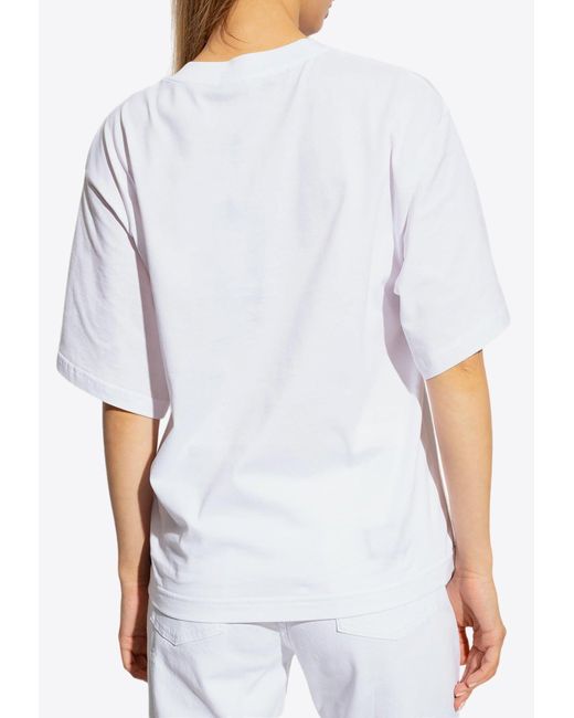 Dolce & Gabbana White Logo Print Crewneck T-Shirt