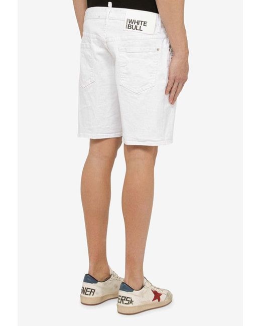 DSquared² White Denim Bermuda Shorts for men